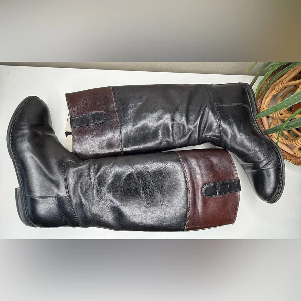 Joan & David Italian Leather Riding Boots 37.5 /7.5 Vintage Knee High Equestrian - Picture 5 of 10